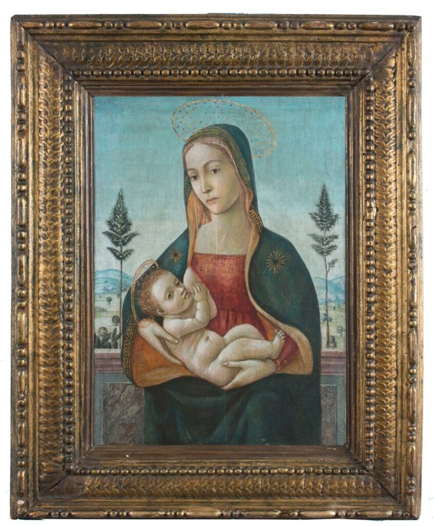 Pittore di area umbra (XV sec.) Madonna del Latte tempera su tavola cm 51 x 37,5