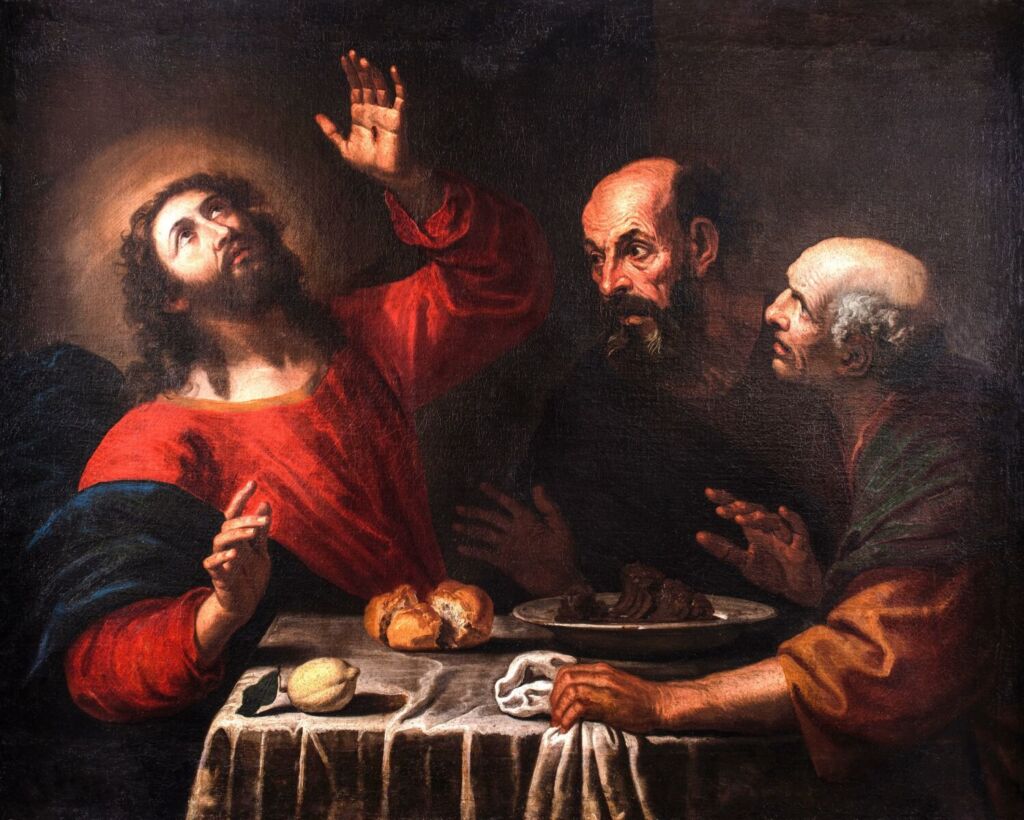 •Gian Battista Merano (Genova, 1632 - Piacenza, 1698) | Cena in Emmaus, olio su tela, cm 112 x 142